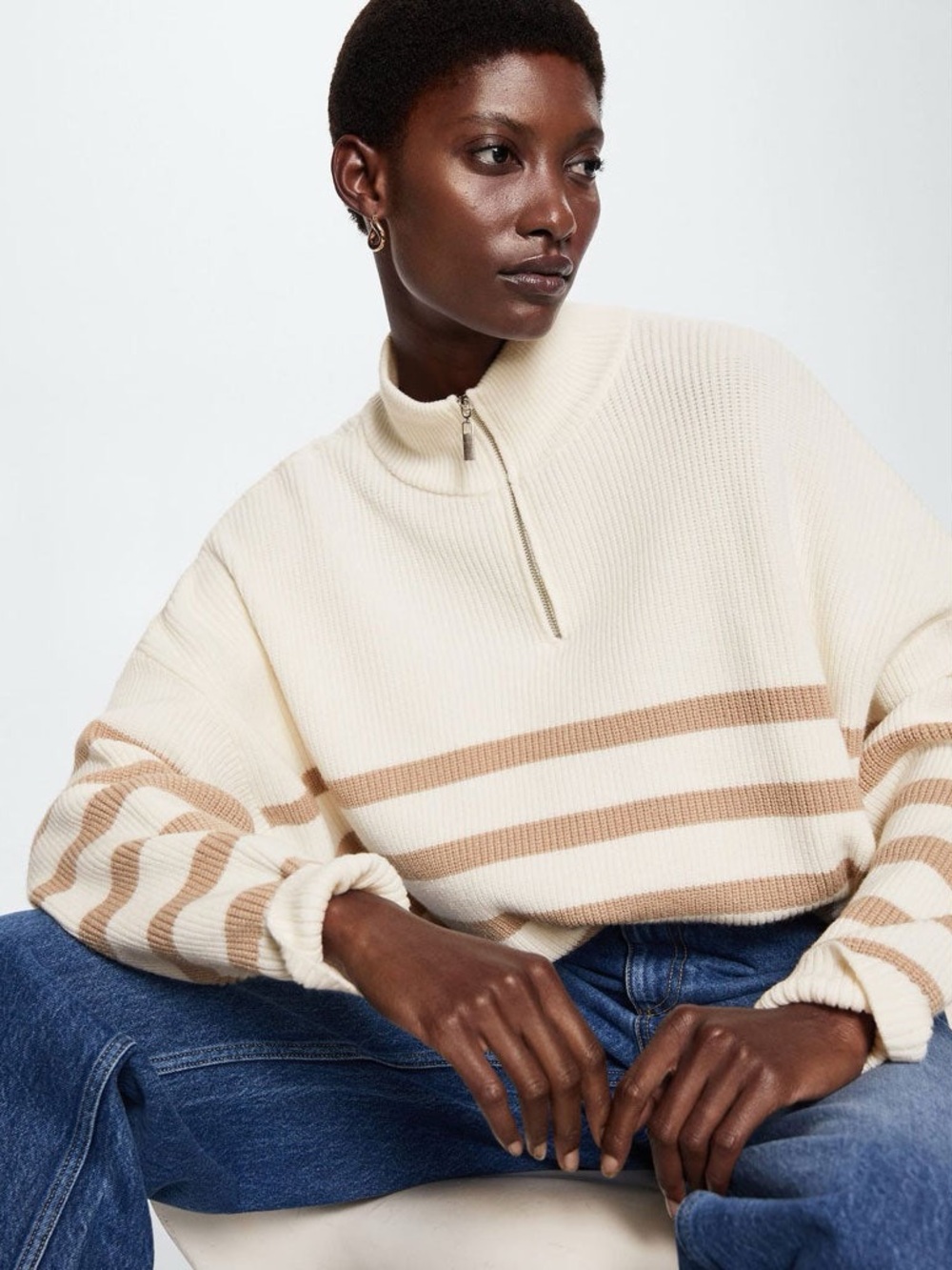 Mango Striped Sweater with Zipper - Picture 9 of 14